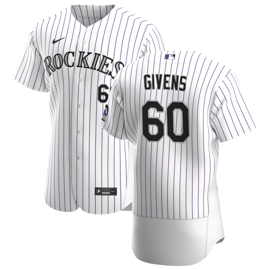 Colorado Rockies 60 Mychal Givens Men Nike White Home 2020 Authentic Player MLB Jersey
